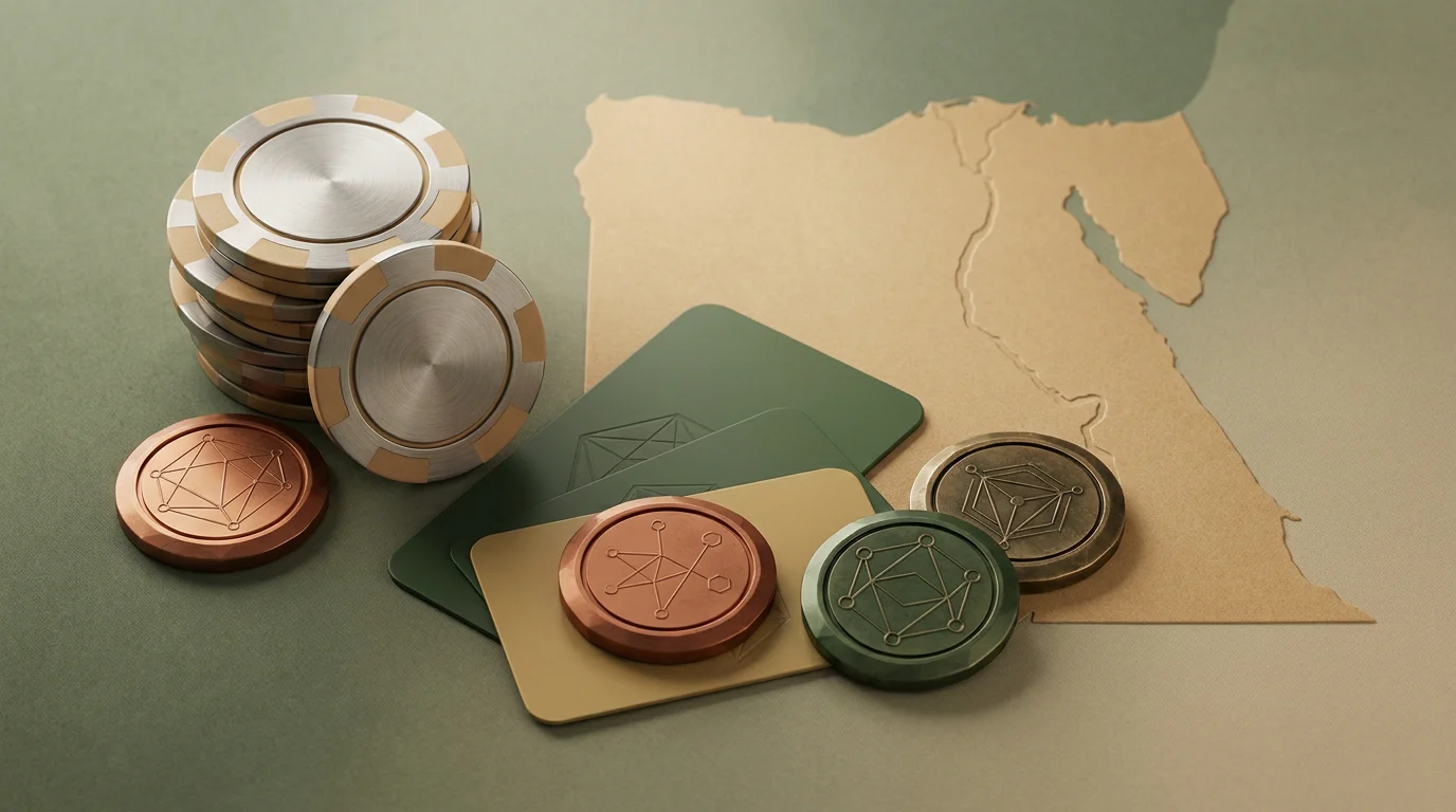 رسم تحريري محايد عن مراجعة CHEXX في مصر مع رموز للألعاب والمدفوعات الرقمية